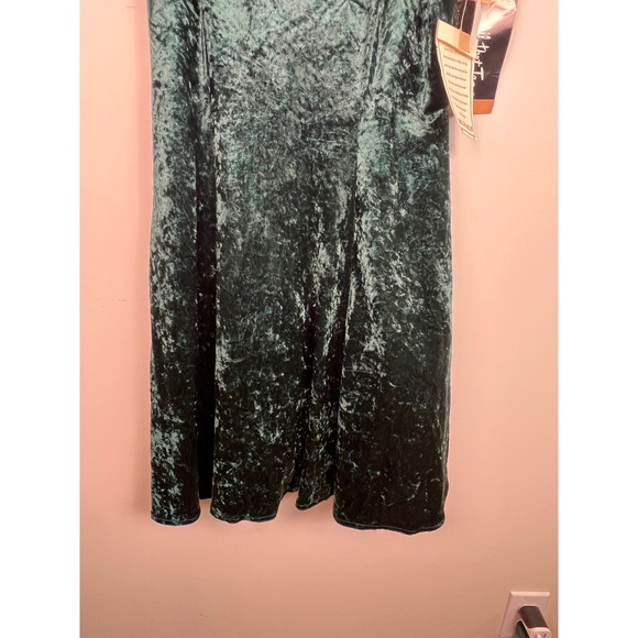 VTG 90s All That Jazz Crushed Velvet Spaghetti Strap Mini Dress Green Size - Picture 3 of 14